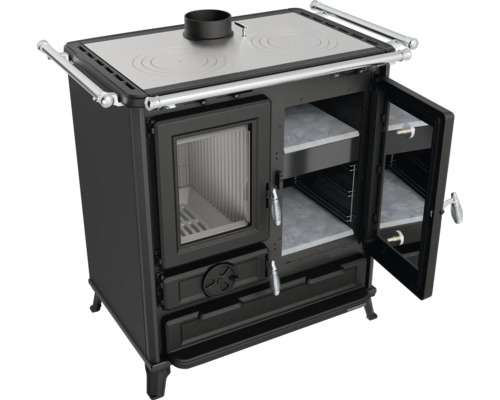 Holzherd mit Kochfeld und Sichtfenster