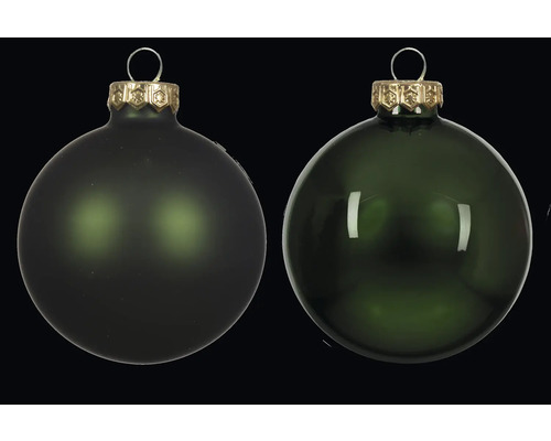 Zwei Weihnachtskugeln aus Glas mit Aufhängung