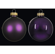 Zwei violette Weihnachtskugeln mit Aufhängung