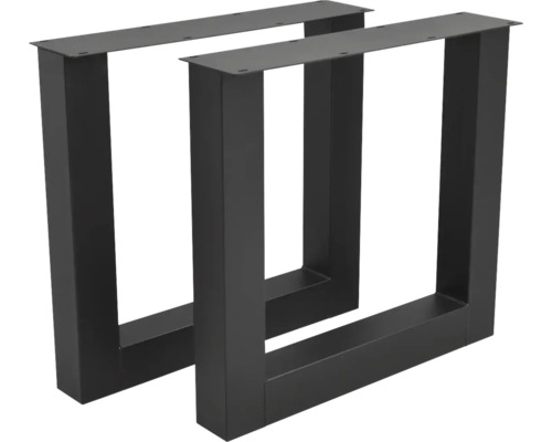 Tischkufen in U-Form aus schwarzem Metall im Zweierset.