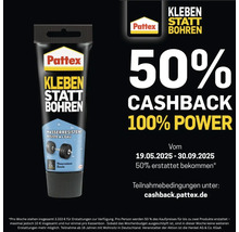 Pattex Kleben statt Bohren Klebstofftube mit 50 Prozent Cashback Aktion