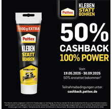 Pattex Kleben statt Bohren Angebotswerbung mit 50 Prozent Cashback