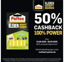 Pattex Kleben statt Bohren, wiederablösbare Klebestreifen, 50 Prozent Cashback Aktion