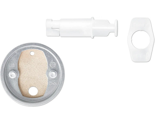 Einzelne Halterung, Dübel und Abdeckung