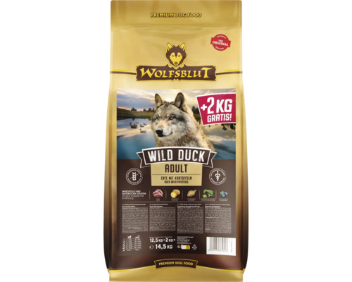 Wolfsblut Wild Duck Adult Trockenfutter für Hunde, 14,5 Kilogramm