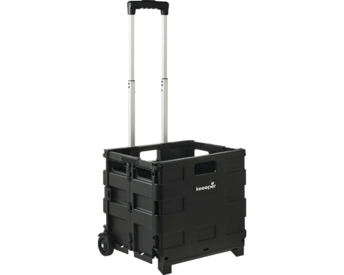 Faltbare Transportbox mit Rollen und Teleskopgriff