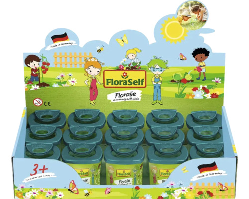 FloraSelf Floralie Anzucht-Set für Kinder im Verkaufsdisplay