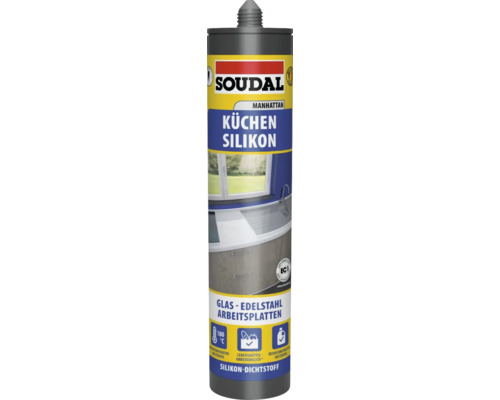 Soudal Küche & Bad Silikon manhattan 300 ml Soudal Küchen Silikon Dichtstoff für Glas und Edelstahl Arbeitsplatten