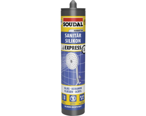 Soudal Dusche & Bad Express Silikon manhattan 300 ml Soudal Sanitär Silikon Express Dichtstoff für Glas, Keramik, Fliesen und Acryl