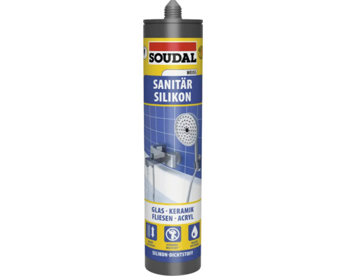 Soudal Dusche & Bad Silikon weiss 300 ml Soudal Sanitär Silikon, geeignet für Glas, Keramik, Fliesen und Acryl