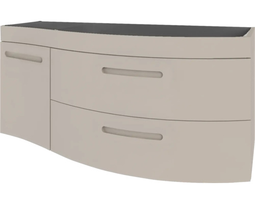 Waschbeckenunterschrank Devo Oval 113x74x55 cm ohne Waschbecken mit 2 Laden rechts weiß Waschtischunterschrank mit Schubladen und Tür