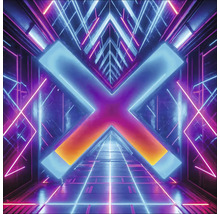 Abstrakter Tunnel mit Lichtinstallationen in X-Form