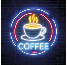 Neonreklame mit Kaffeetasse und dem Wort Kaffee