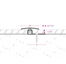 Technische Zeichnung eines Übergangsprofils mit Maßen