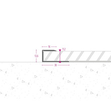 Technische Zeichnung eines Profils mit Maßangaben.