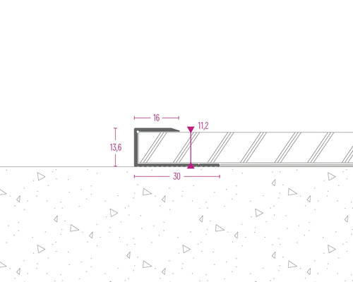 Technische Zeichnung eines Profils mit Maßangaben.