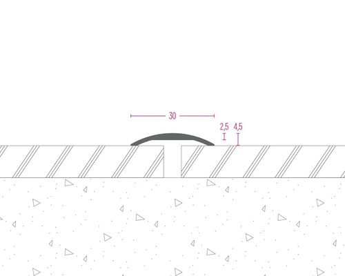 Technische Zeichnung eines Übergangsprofils mit Maßangaben