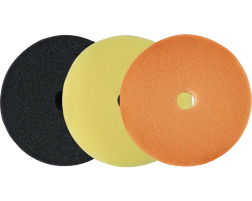 Drei Polierschwämme mit Mittelloch