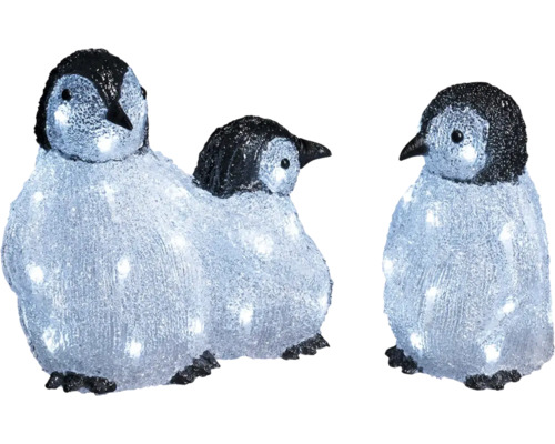 LED Leuchtfigur Konstsmide 3er-Set Acryl Pinguinfamilie 48 LEDs Lichtfarbe kaltweiß dimmbar Dekorative Pinguinfiguren mit Beleuchtung für den Innen- und Außenbereich