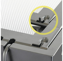 Detailansicht eines Metallgrills mit Verriegelungsmechanismus
