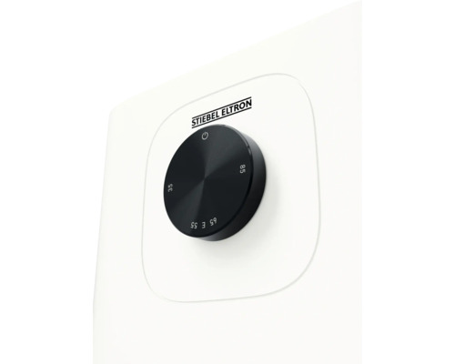 Detailansicht des Temperaturreglers eines Stiebel Eltron Geräts mit Temperatureinstellungen.