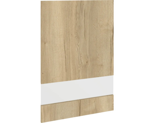 PICCANTE Smart Segmentglastür für Oberschrank 60 x 89,2 cm WILD OAK "R" Holzfurnier mit Dekor und weißem Akzent