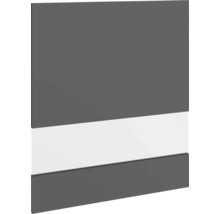 Graue Möbelfront mit weißem Akzentstreifen