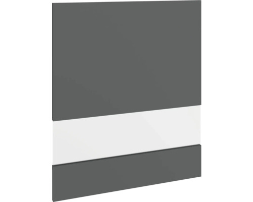 Graue Möbelfront mit weißem Akzentstreifen