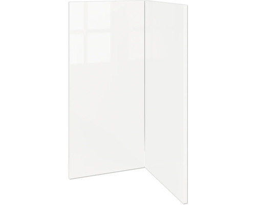 Zwei weiße Küchenfronten im Winkel