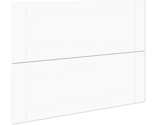 PICCANTE Smart Frontenset Oberschrank 90 cm Falttür COUNTRY WHITE "W" Detailaufnahme einer weißen Möbelfront mit Griffleiste