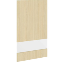 Schranktür mit Holzstruktur und weißem Einsatz