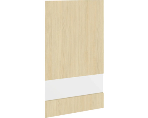 Schranktür mit Holzstruktur und weißem Einsatz