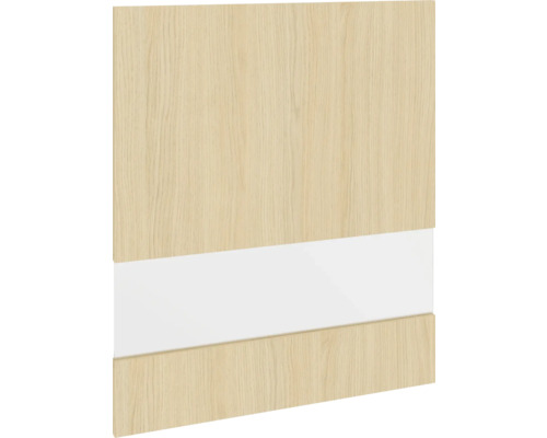 PICCANTE Smart Segmentglastür für Oberschrank 60 x 70 cm LIGHT OAK "P" Schranktür mit Holzdekor und weißem Akzentstreifen