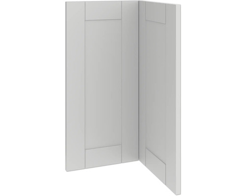 Eckansicht von zwei Küchenfronten im Kassettenstil