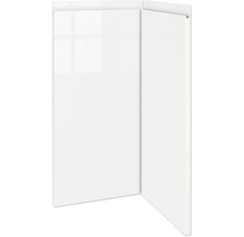 Zwei glänzende, weiße Möbelfronten