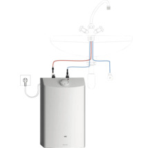 Installation eines elektronischen Kleinspeichers unter einem Waschbecken