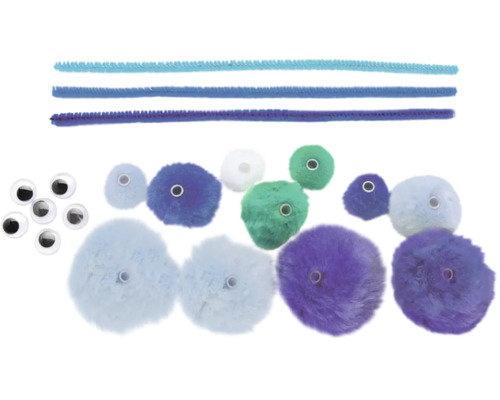 Bastelset mit Pfeifenreinigern, Pompons und Wackelaugen