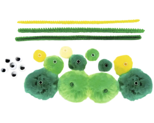 Bastelset mit Pfeifenreinigern, Pompons und Wackelaugen