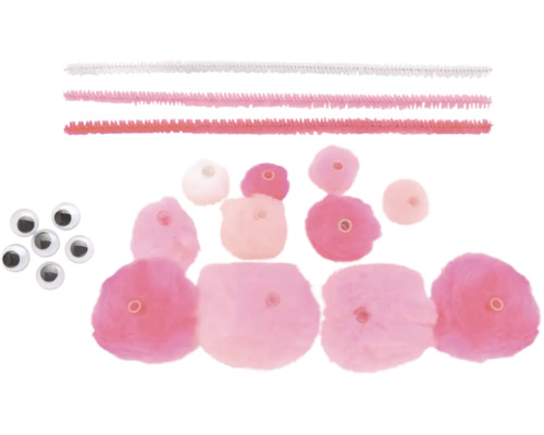 Bastelset mit Pfeifenreinigern, Pompons und Wackelaugen