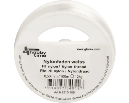 Spule mit weißem Nylonfaden, 0,50 mm Durchmesser, 100 m Länge