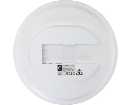 Rückseite einer runden, weißen Aufbaulampe