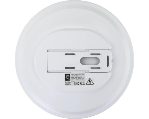 Runde Deckenleuchte, Rückseite mit Montagehalterung und technischen Daten