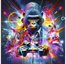 Illustration eines Gorillas mit Spielkonsole, Anzug und Kette