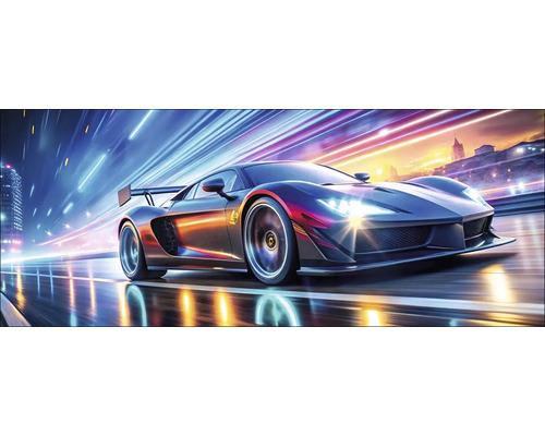 Sportwagen in Bewegung auf einer nächtlichen Straße