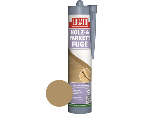 Lugato Holz und Parkett Fuge, Acryl Dichtstoff für Holzdielen, Parkett und Laminat