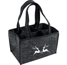 Filz-Flaschentasche mit sechs Fächern und Hirschmotiven