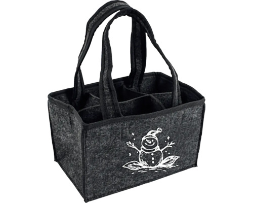 Filz Einkaufskorb mit Fächern und Schneemann Motiv