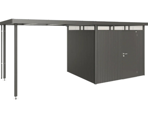 Seitendach Biohort für Gartenhaus HighLine 3 Gr. S 150 x 235 cm dunkelgrau-metallic Metallgerätehaus mit Carport für den Außenbereich