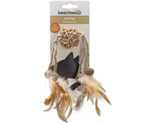 Katzenspielzeug mit Ball, Seil und Federn