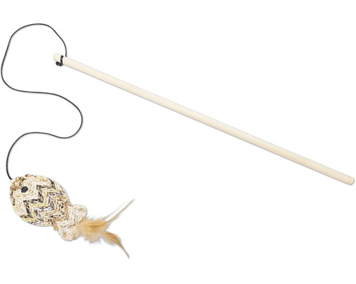 Katzenangel mit Fischspielzeug und Federn